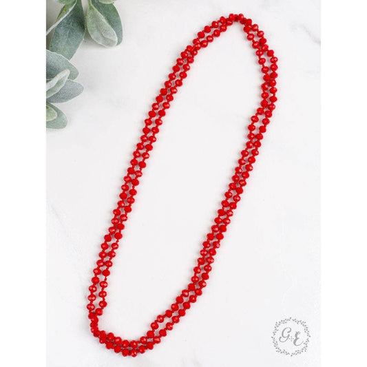 Double Wrap Beaded Necklace (True Red)