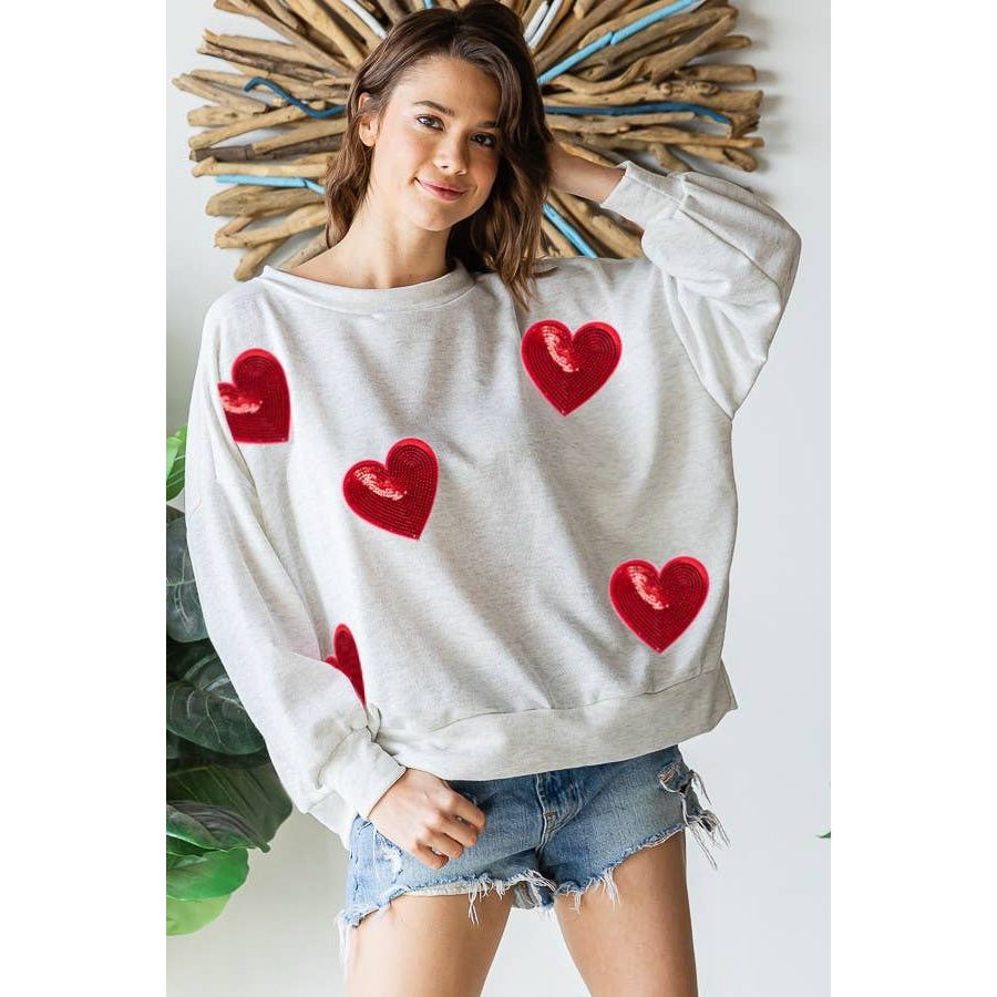 Valentine's Sequin Hearts Sweatshirt
