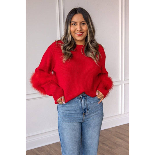Red Feather Sweater