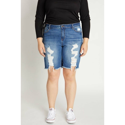 Mid Rise Deconstructed Shorts