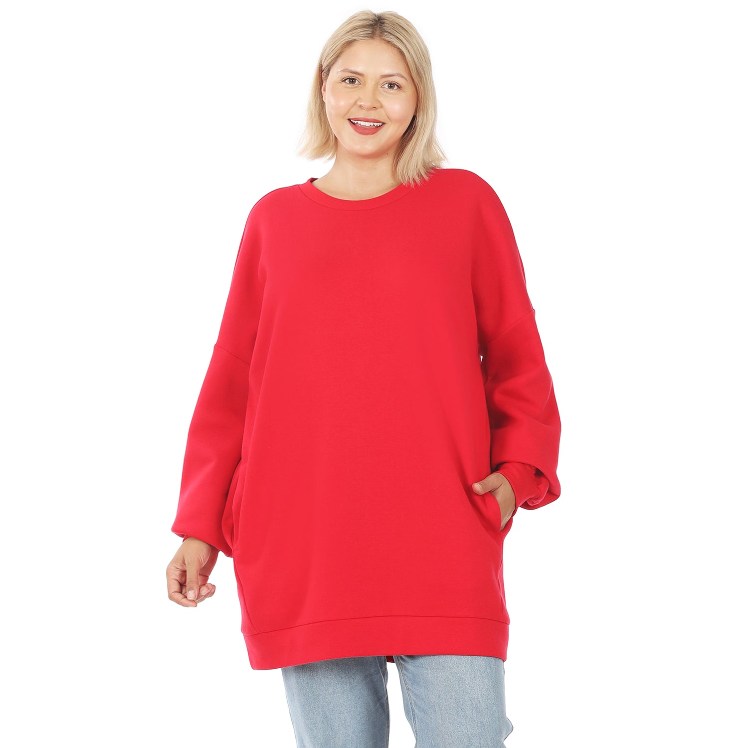 Zenana Womens Sweatshirt Plus 1X 2X 3X Round Neck Oversize