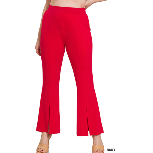 Sassy Split Pants- Red