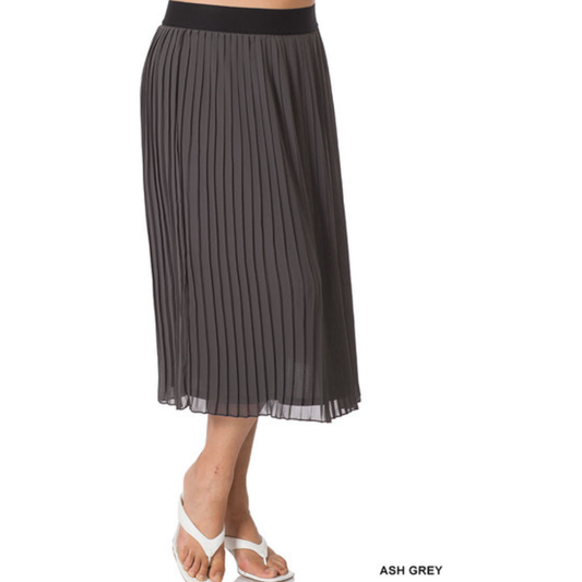 Cheri Chiffon Pleated Skirt - Ash Grey