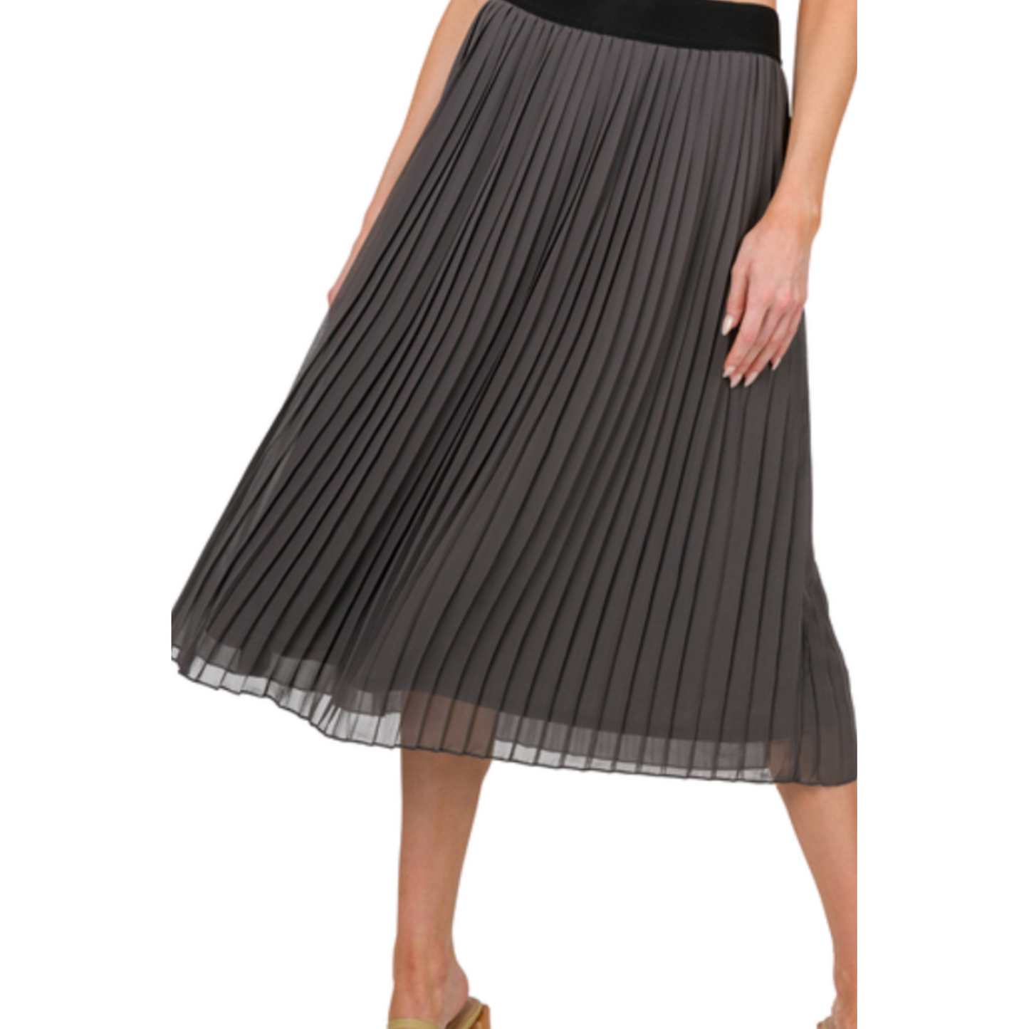 Cheri Chiffon Pleated Skirt - Ash Grey