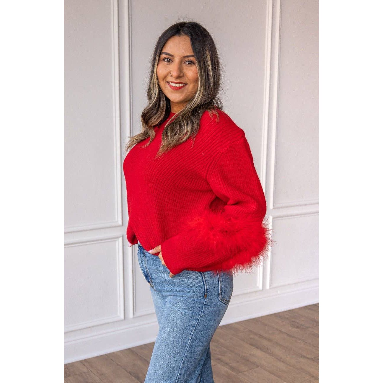 Red Feather Sweater
