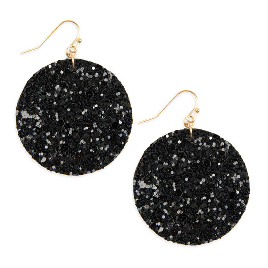 Black Sequin Circle Drop Earrings