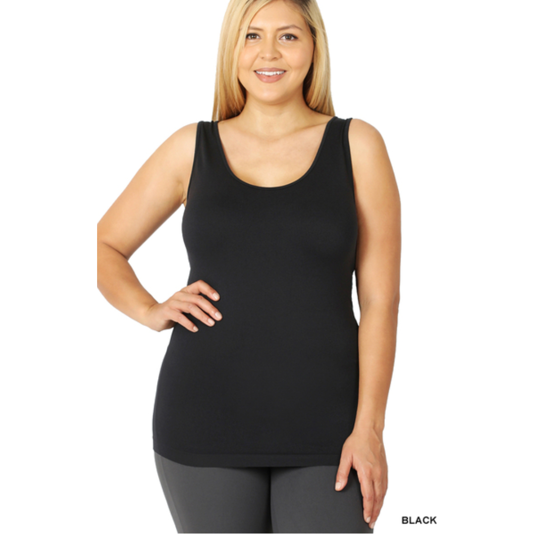 The Perfect Stretchy Scoop Neck Tank-BLACK