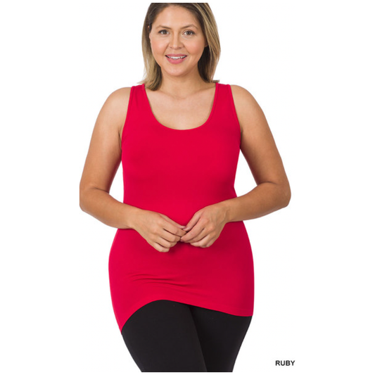 The Perfect Stretchy Scoop Neck Tank-Ruby