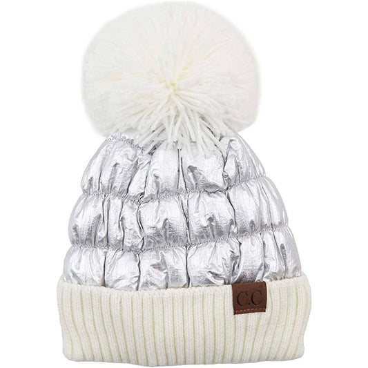 Funky Junque Women's Puffer Beanie - Ivory